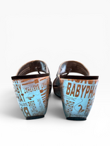 Baby Phat Y2K Sequin Logo Wedge Thong Sandals