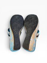 Baby Phat Y2K Sequin Logo Wedge Thong Sandals