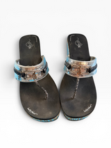 Baby Phat Y2K Sequin Logo Wedge Thong Sandals