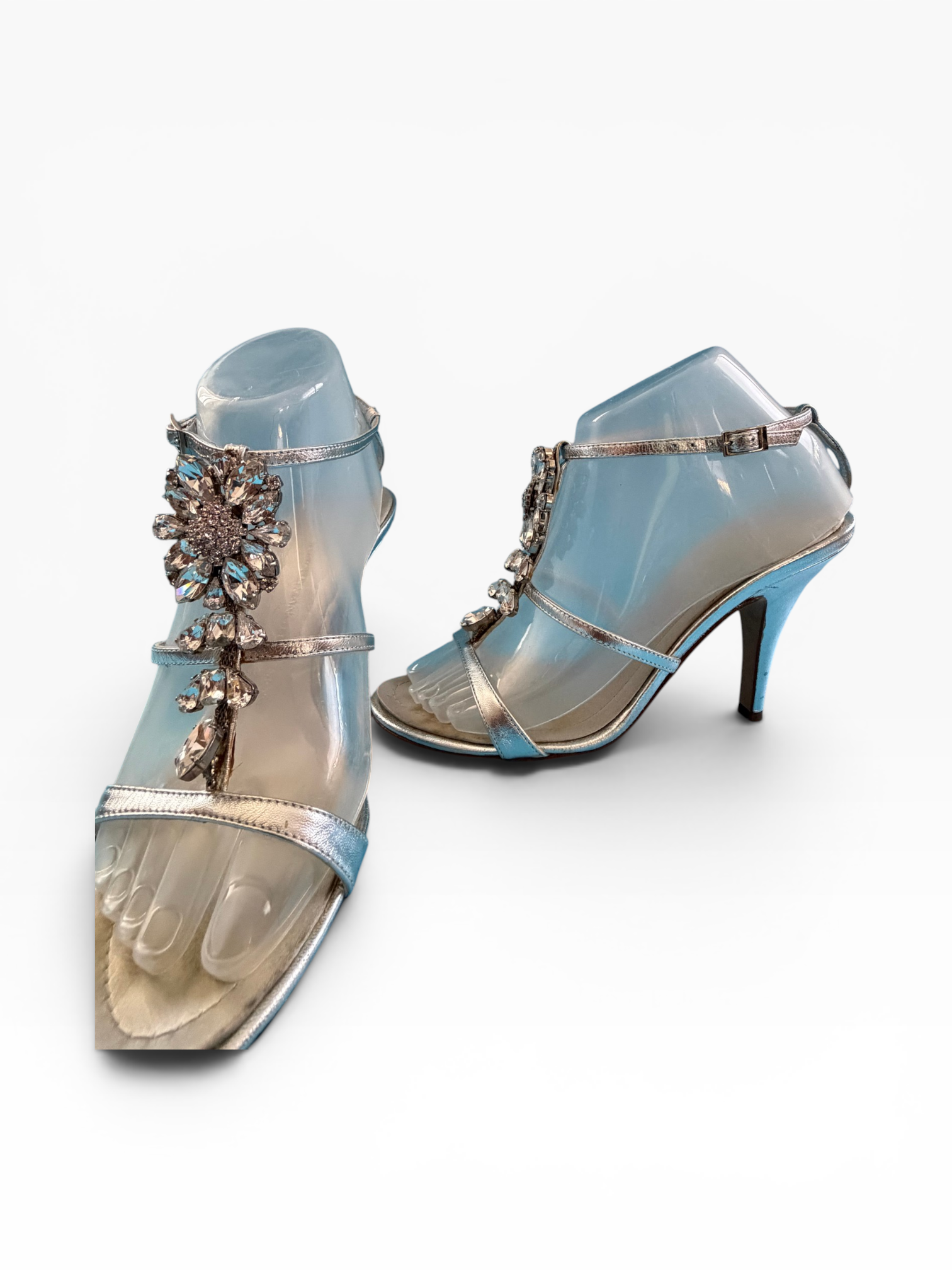 Giuseppe Zanotti "TAZ 90" Silver Crystal Flower Sandals