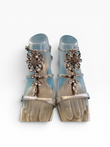 Giuseppe Zanotti "TAZ 90" Silver Crystal Flower Sandals