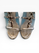 Giuseppe Zanotti "TAZ 90" Silver Crystal Flower Sandals