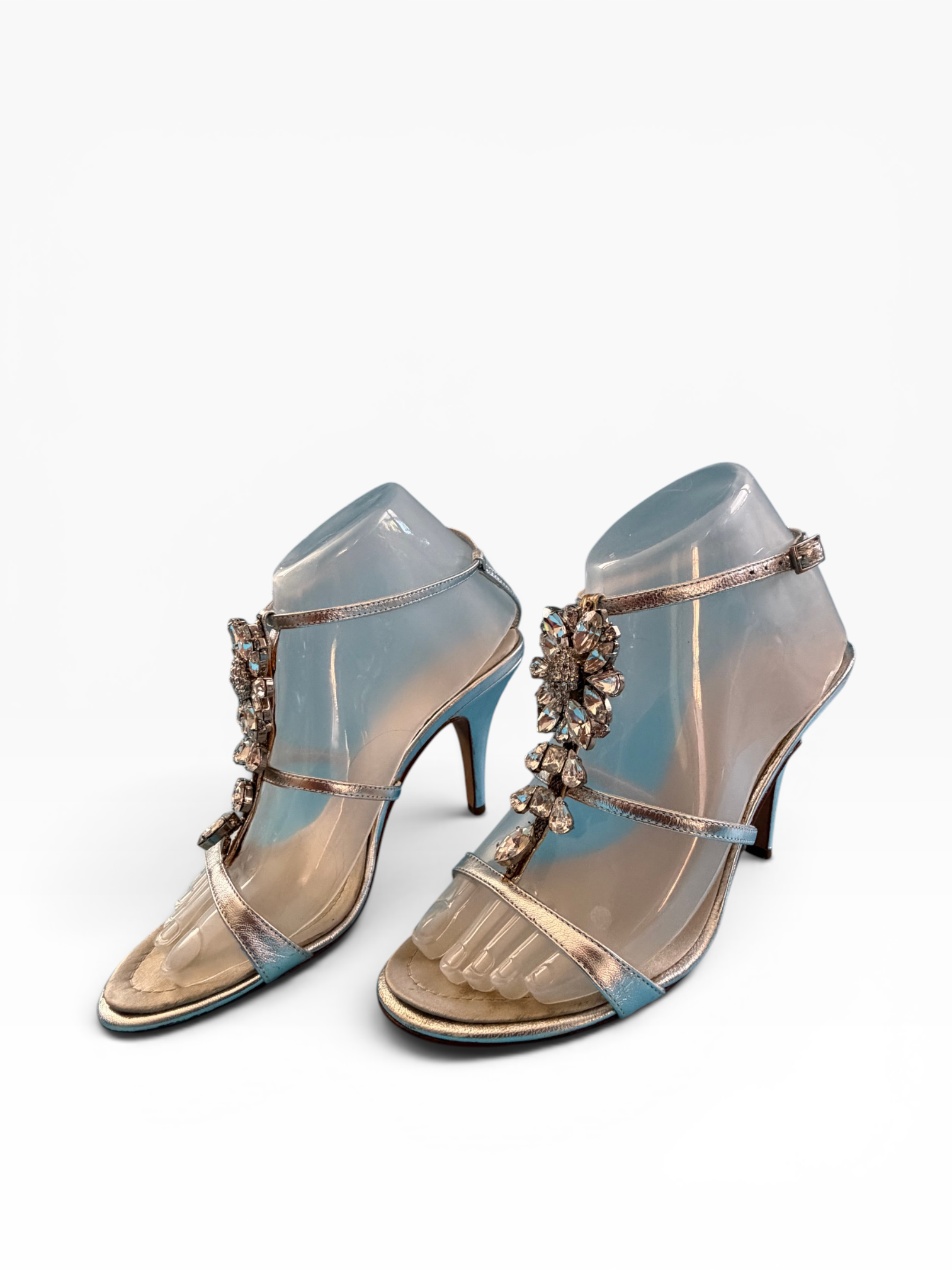 Giuseppe Zanotti "TAZ 90" Silver Crystal Flower Sandals