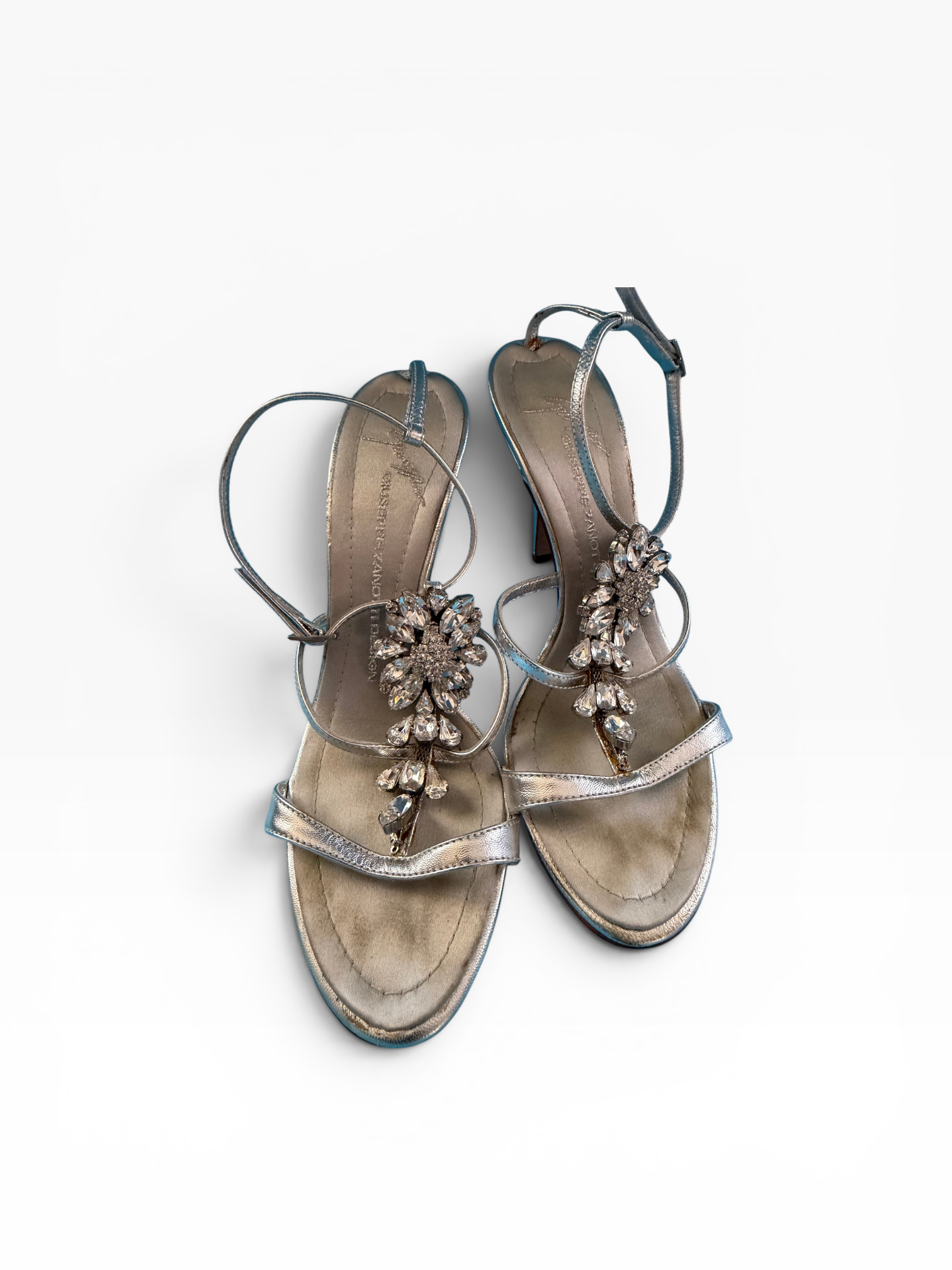 Giuseppe Zanotti "TAZ 90" Silver Crystal Flower Sandals