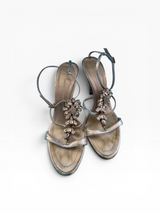 Giuseppe Zanotti "TAZ 90" Silver Crystal Flower Sandals