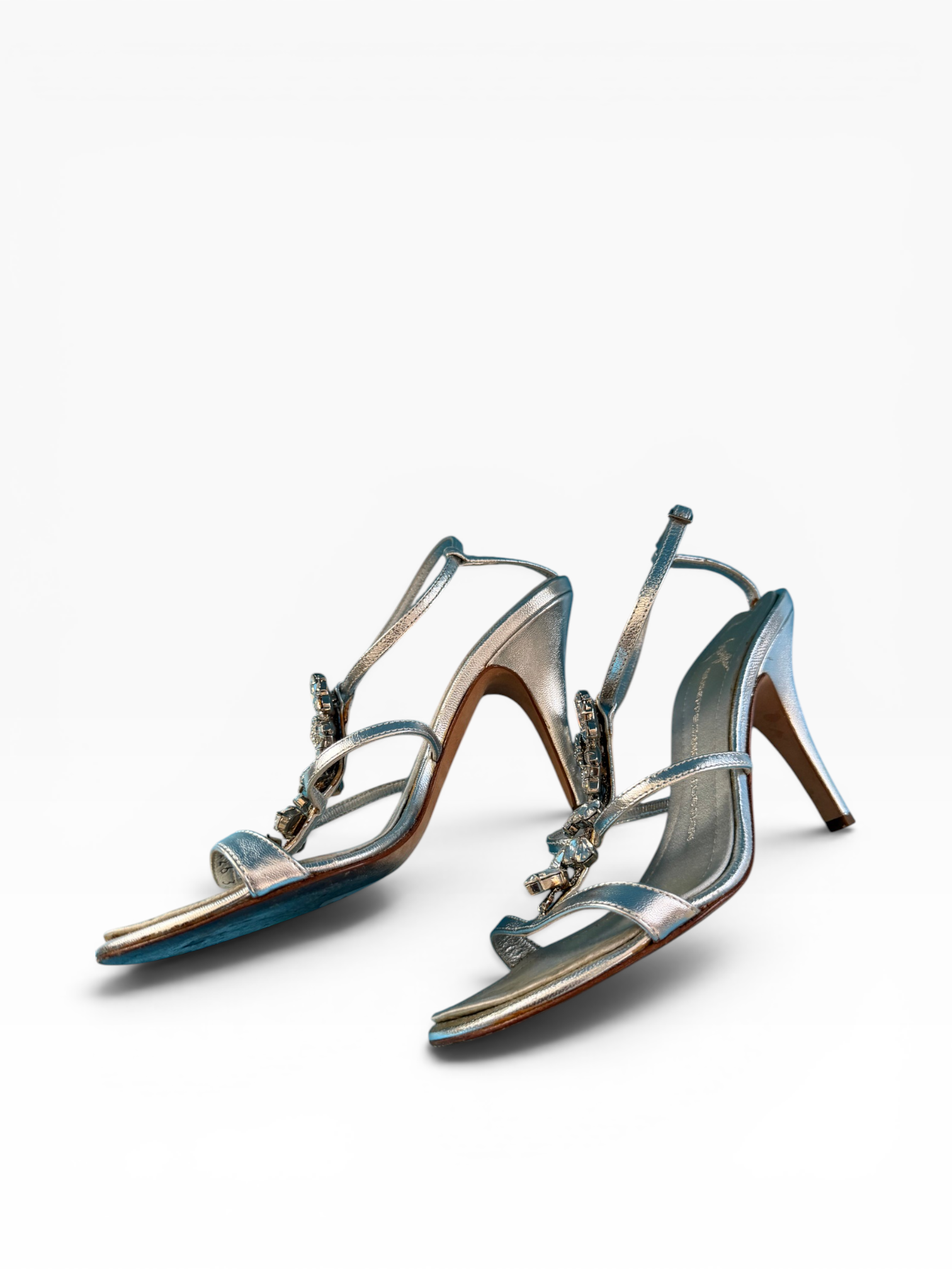 Giuseppe Zanotti "TAZ 90" Silver Crystal Flower Sandals