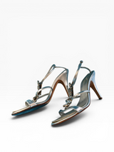 Giuseppe Zanotti "TAZ 90" Silver Crystal Flower Sandals