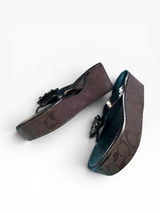 Coach Signature Beaded Platform Wedge Sandals