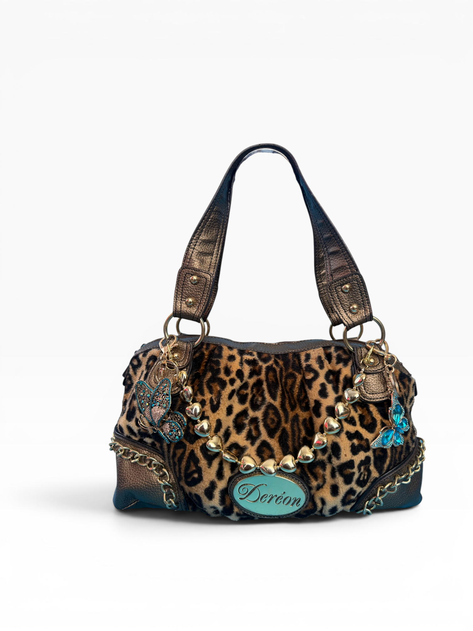 Deréon Leopard Faux Fur Satchel