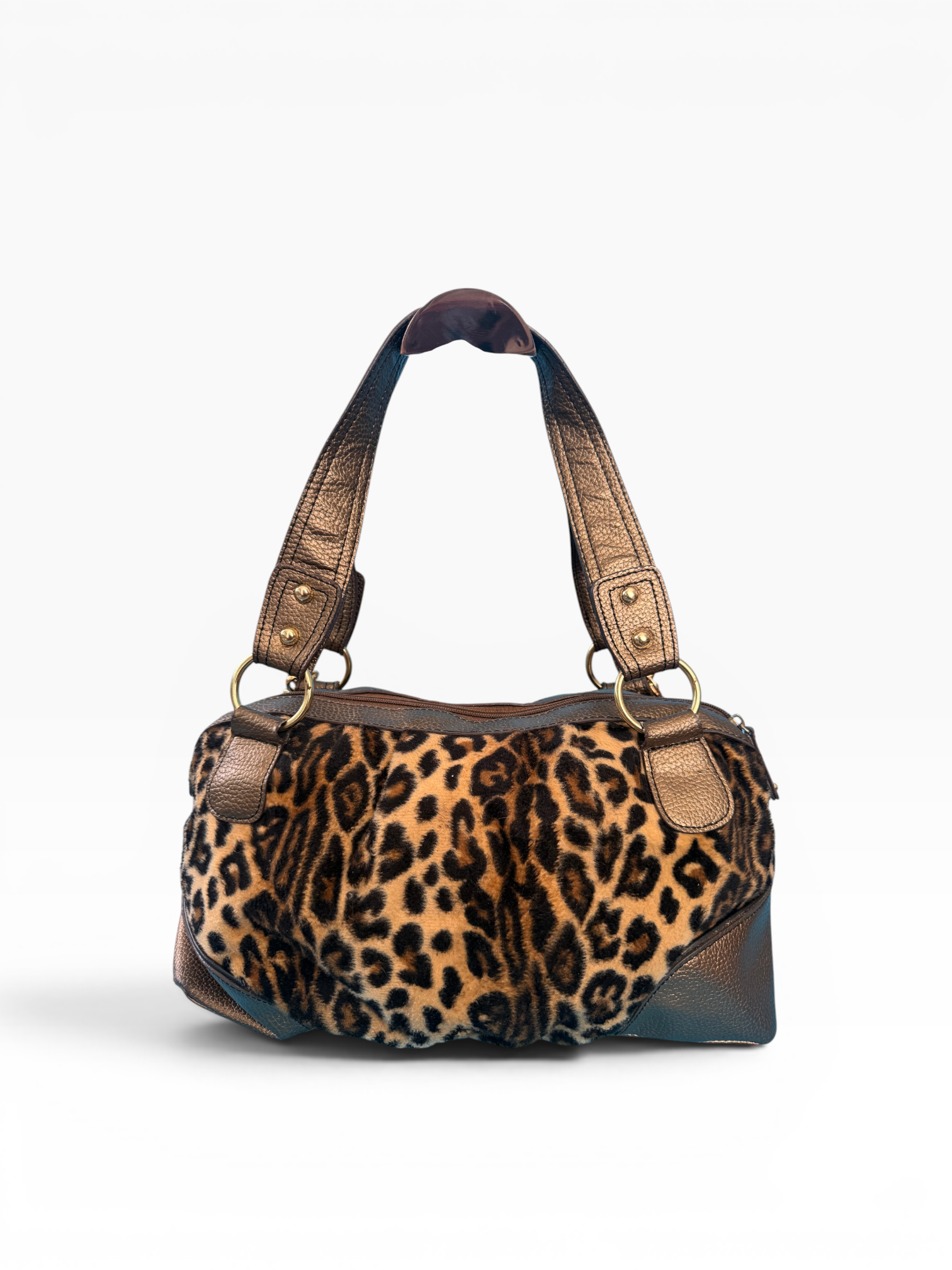 Deréon Leopard Faux Fur Satchel