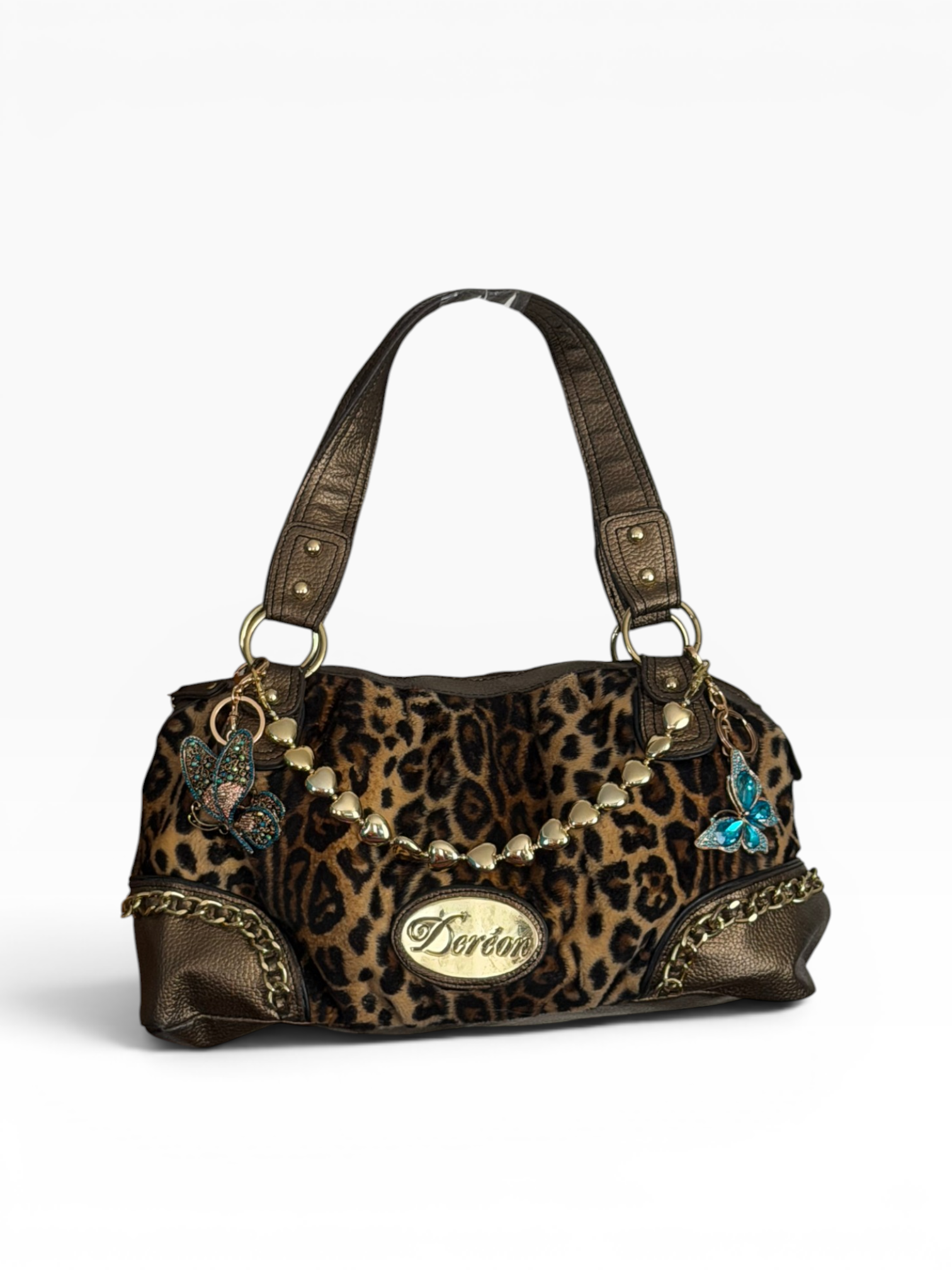 Deréon Leopard Faux Fur Satchel