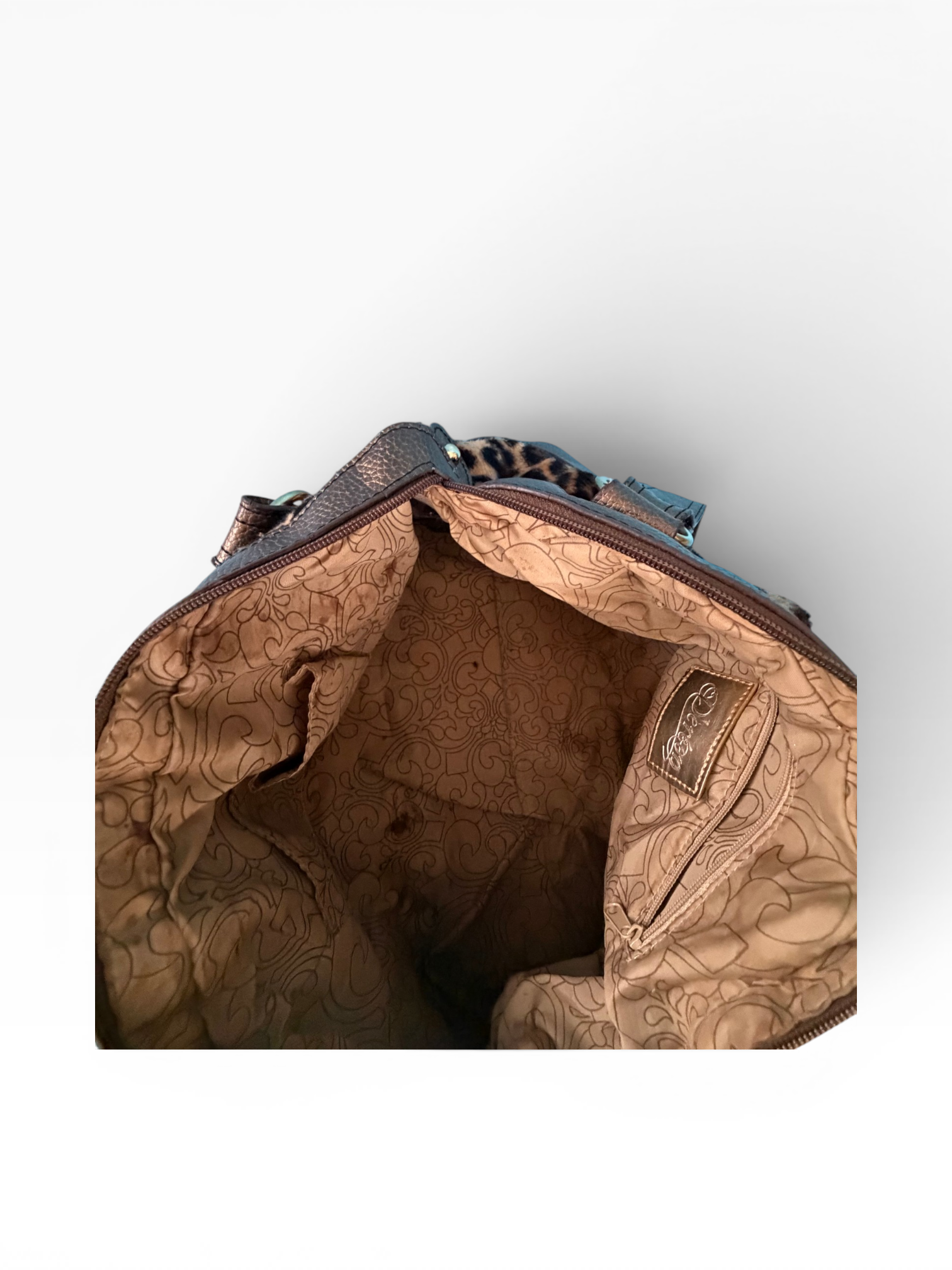 Deréon Leopard Faux Fur Satchel