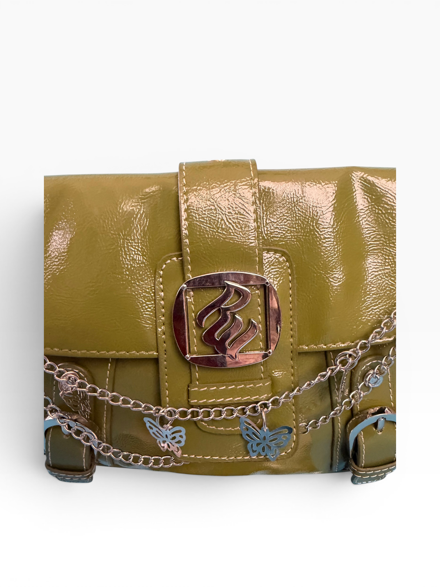 Rocawear Olive Patent Flap Shoulder Bag