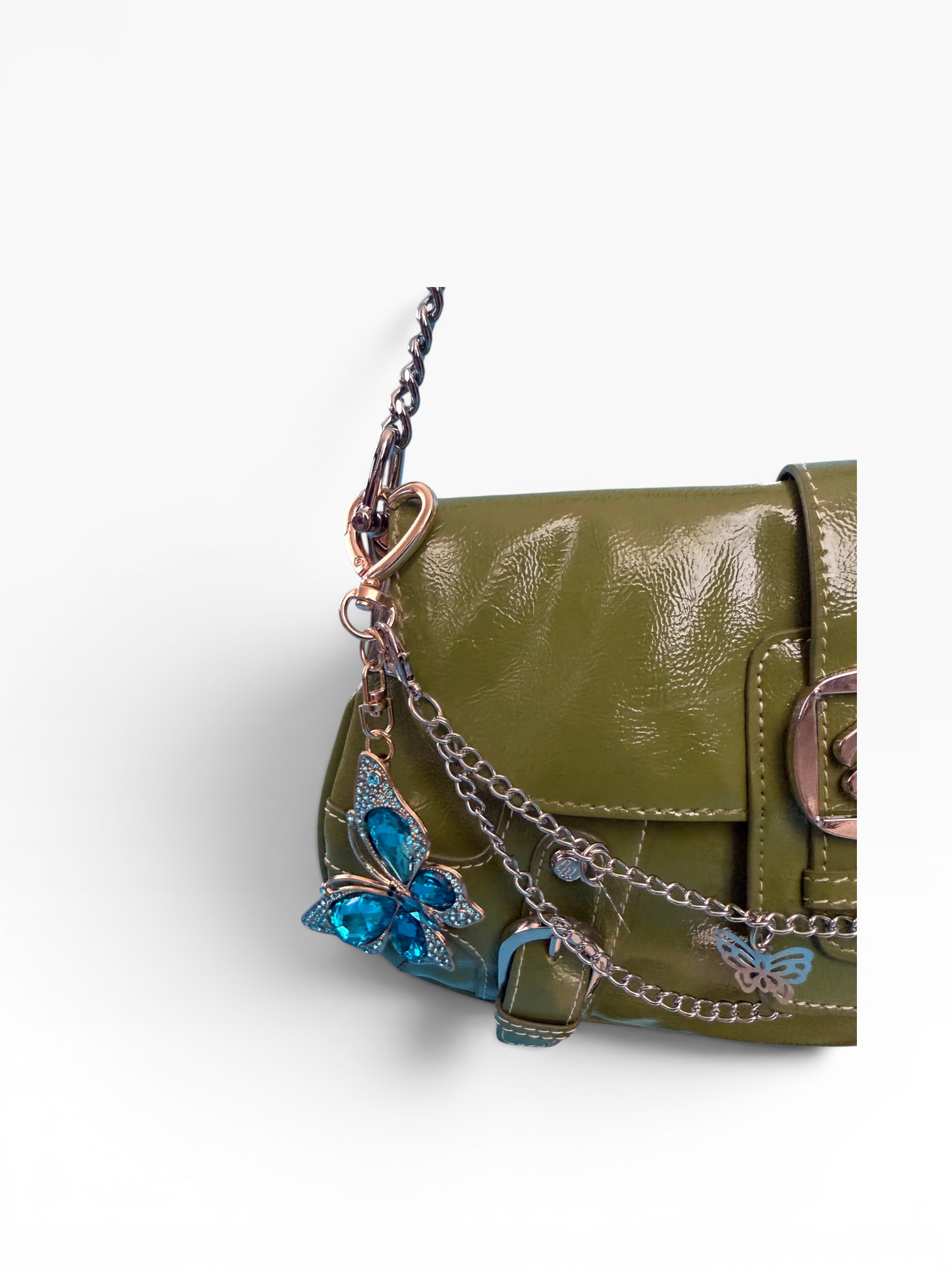 Rocawear Olive Patent Flap Shoulder Bag