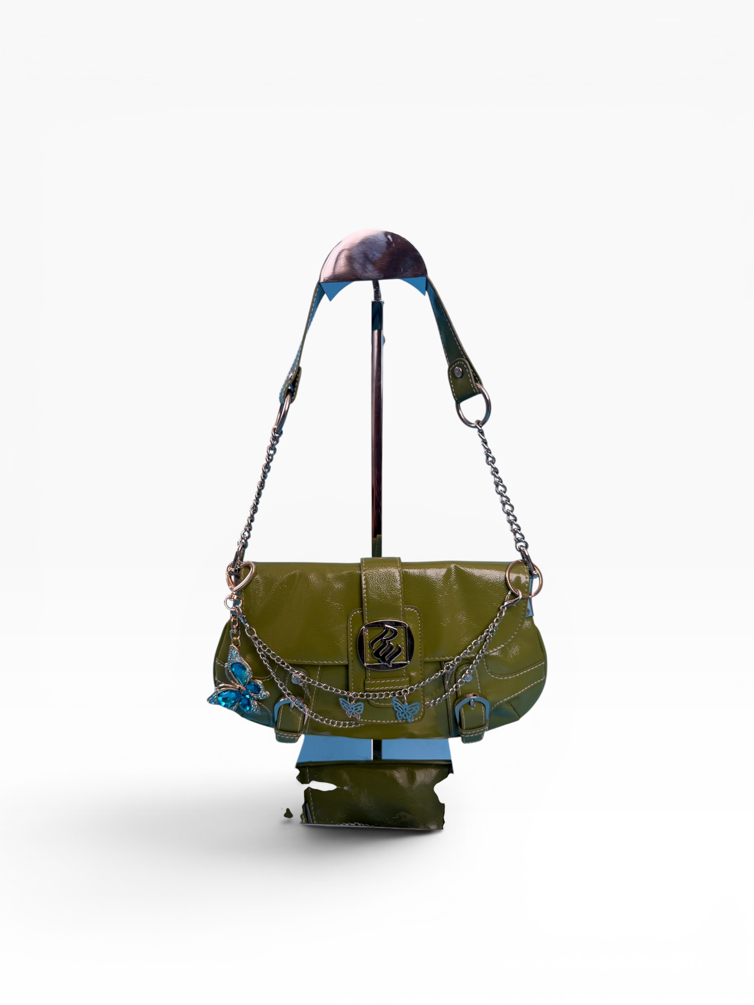 Rocawear Olive Patent Flap Shoulder Bag