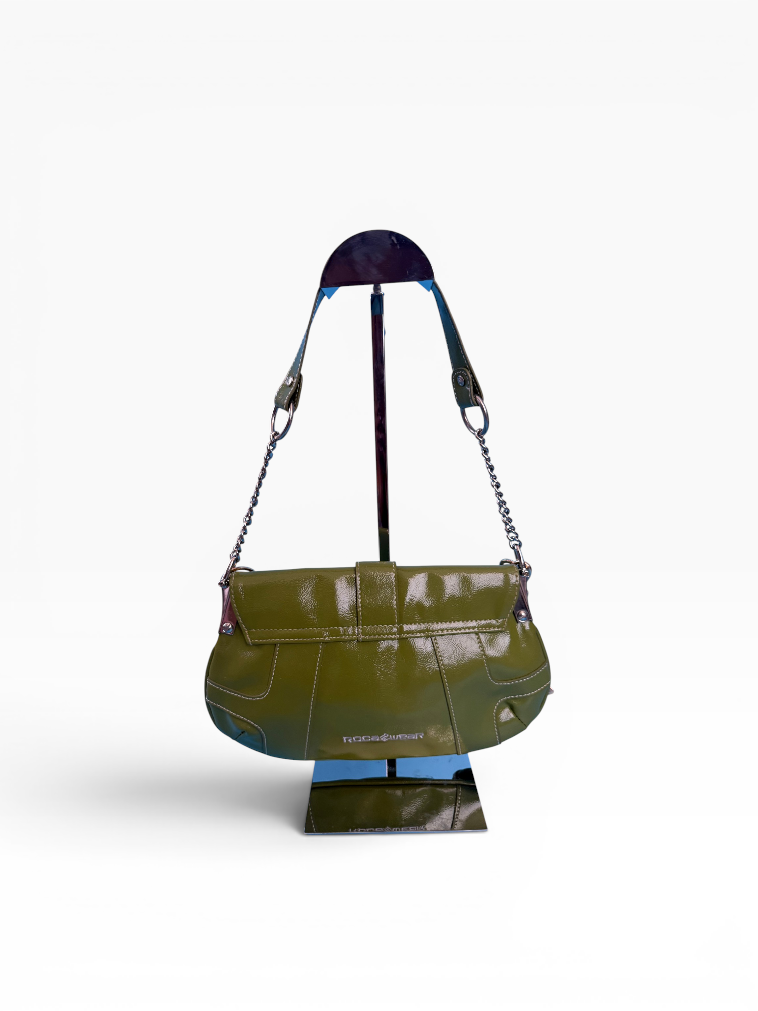 Rocawear Olive Patent Flap Shoulder Bag