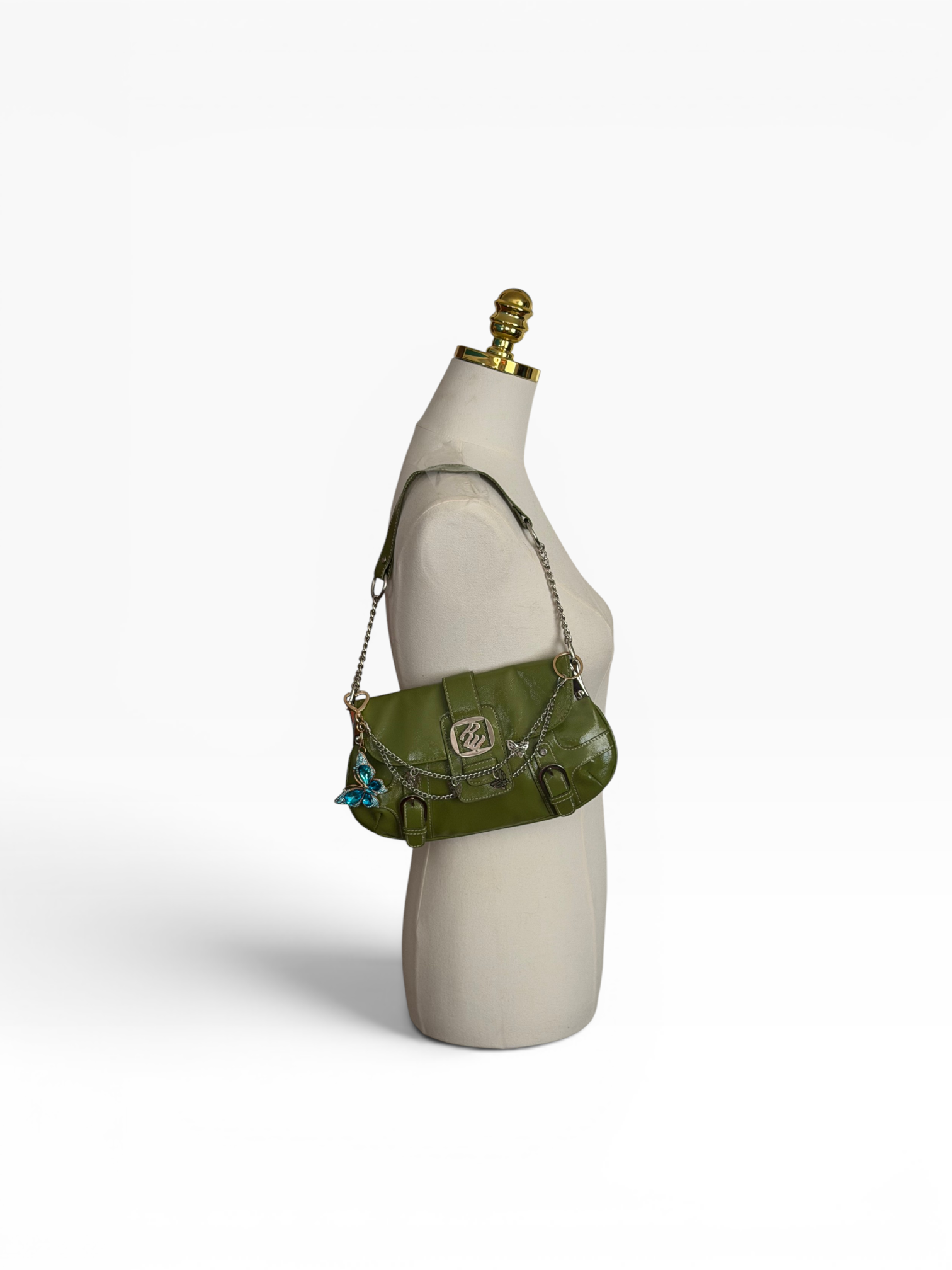 Rocawear Olive Patent Flap Shoulder Bag