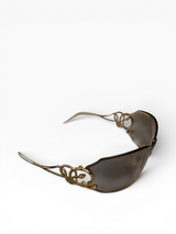 Roberto Cavalli Y2K Gold Serpent Sunglasses with Pearl Tips