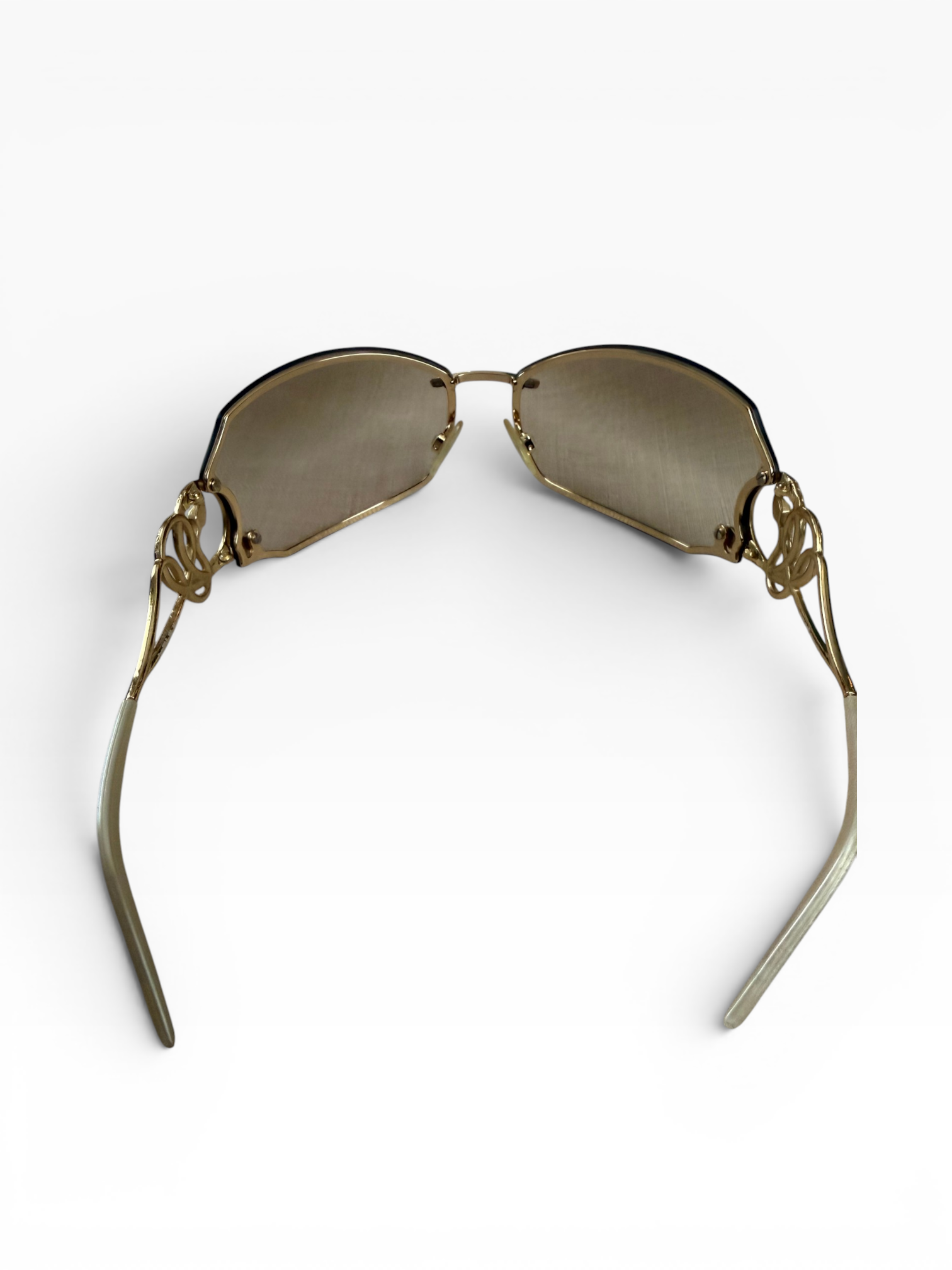 Roberto Cavalli Y2K Gold Serpent Sunglasses with Pearl Tips
