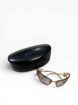 Roberto Cavalli Y2K Gold Serpent Sunglasses with Pearl Tips