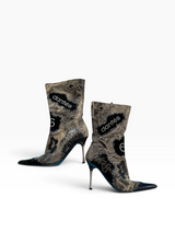El Dantés SS06 Patchwork Linen Stiletto Boots
