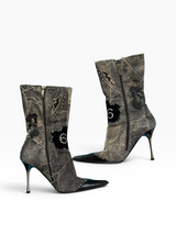El Dantés SS06 Patchwork Linen Stiletto Boots