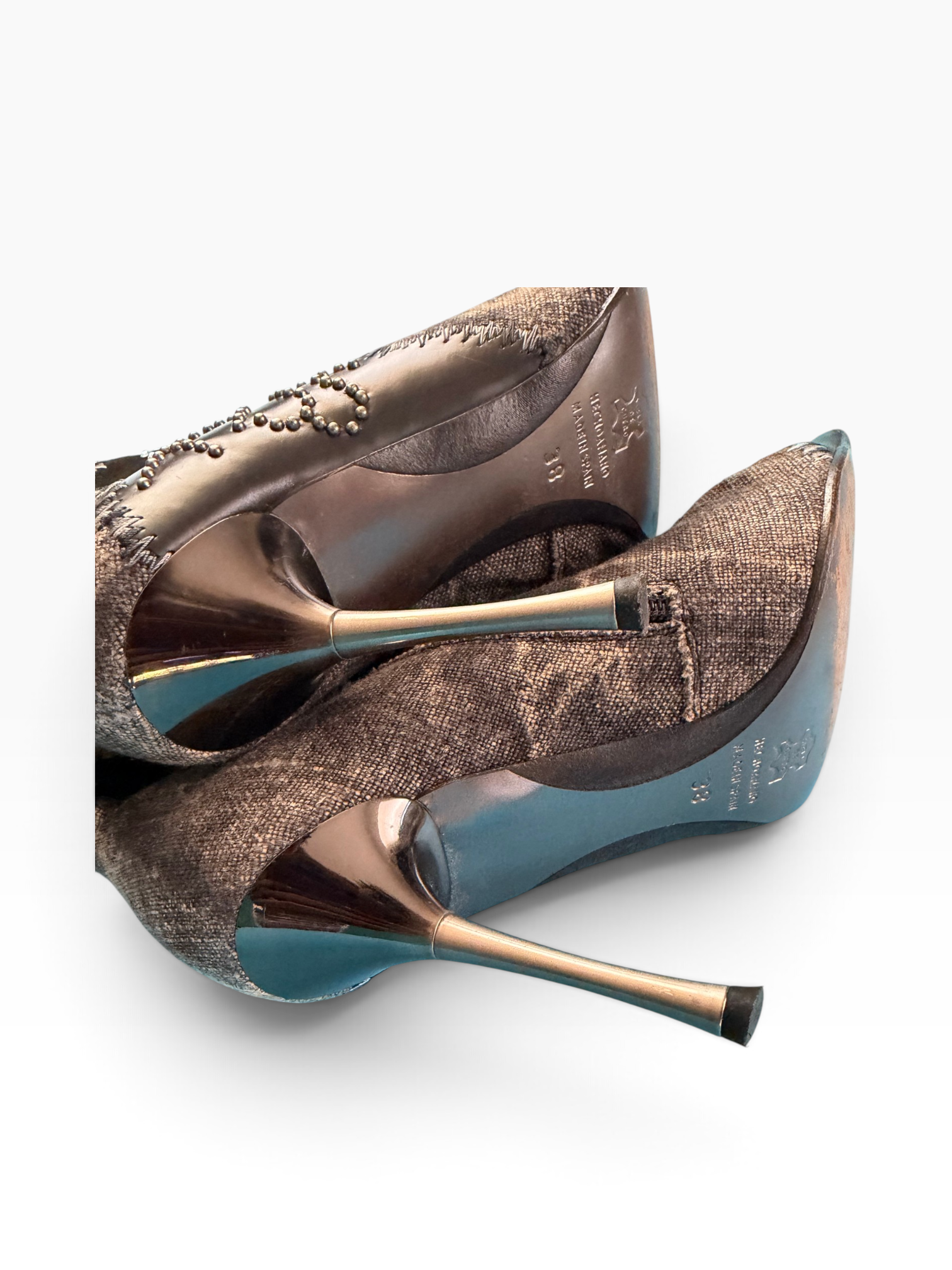 El Dantés SS06 Patchwork Linen Stiletto Boots