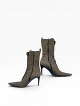Le Silla Military Canvas Studded Lace-Up Boots
