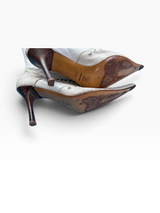 El Dantés White Studded Chain Boots