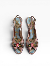 Giuseppe Zanotti Jeweled Blush Satin Slingbacks
