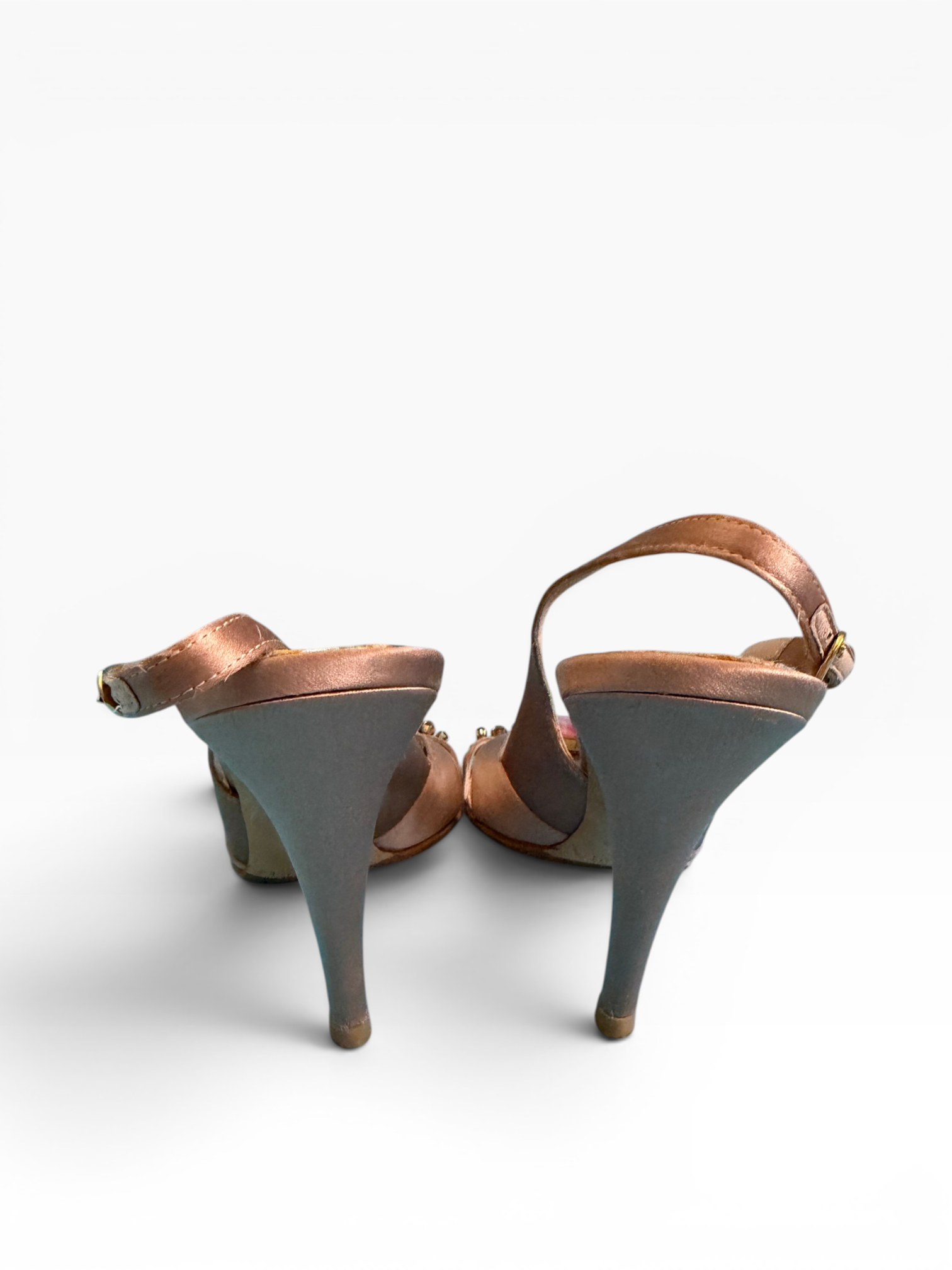 Giuseppe Zanotti Jeweled Blush Satin Slingbacks