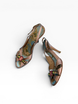 Giuseppe Zanotti Jeweled Blush Satin Slingbacks