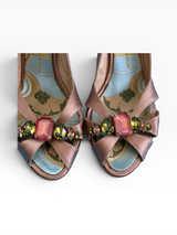 Giuseppe Zanotti Jeweled Blush Satin Slingbacks