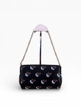 Coach Black Floral Print Leather Chain Shoulder Bag with Butterfly Charm