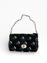 Coach Black Floral Print Leather Chain Shoulder Bag with Butterfly Charm