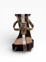 Baby Phat Metallic Strappy Block Heel Sandals Size 8B