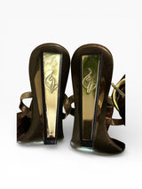 Baby Phat Metallic Strappy Block Heel Sandals Size 8B