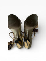 Baby Phat Metallic Strappy Block Heel Sandals Size 8B