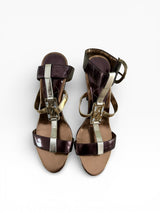 Baby Phat Metallic Strappy Block Heel Sandals Size 8B