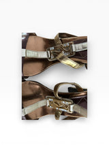 Baby Phat Metallic Strappy Block Heel Sandals Size 8B