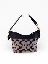 Coach Black Signature Jacquard Shoulder Bag with Cherry Keychain