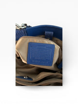 Coach Penelope Blue Leather Tote Bag with Python Trim & Cherry Charm