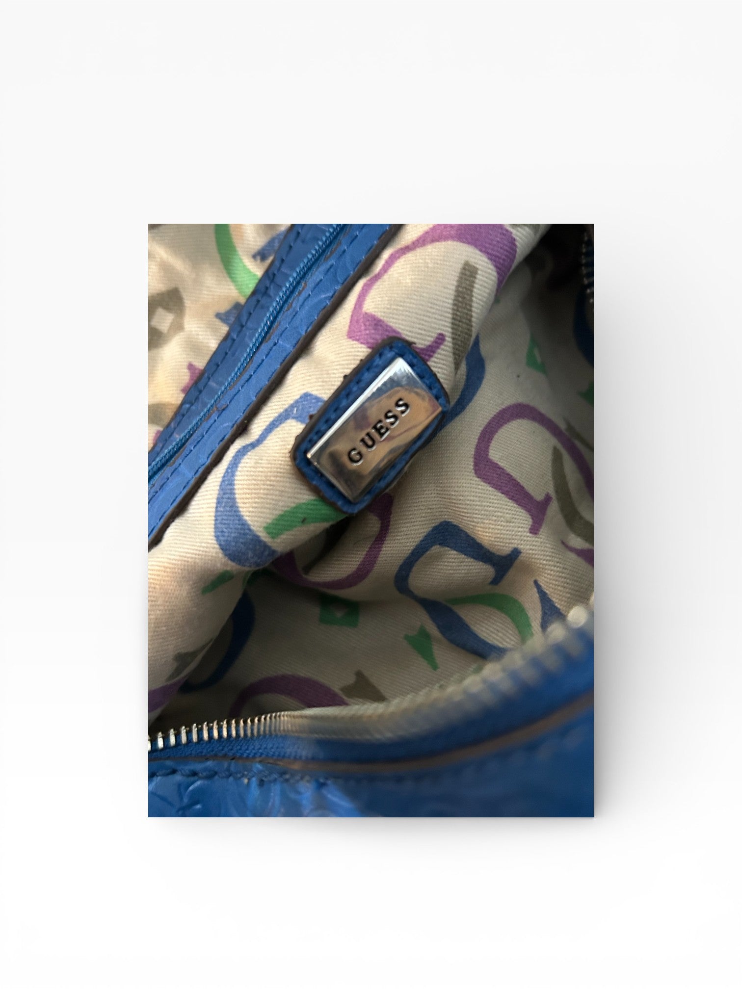 Guess Blue Embossed G Logo Shoulder Bag