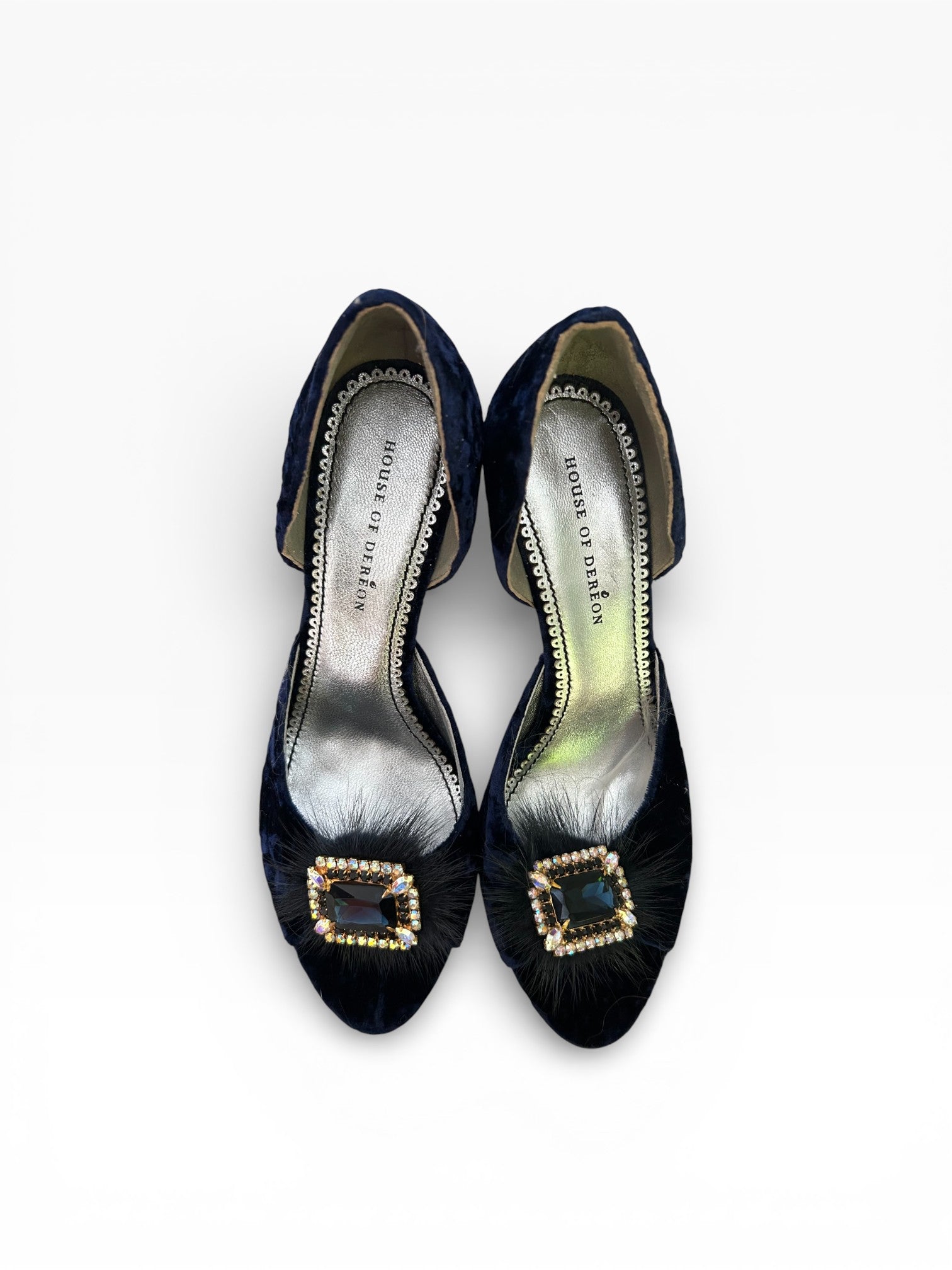 House of Deréon Navy Velvet Heels