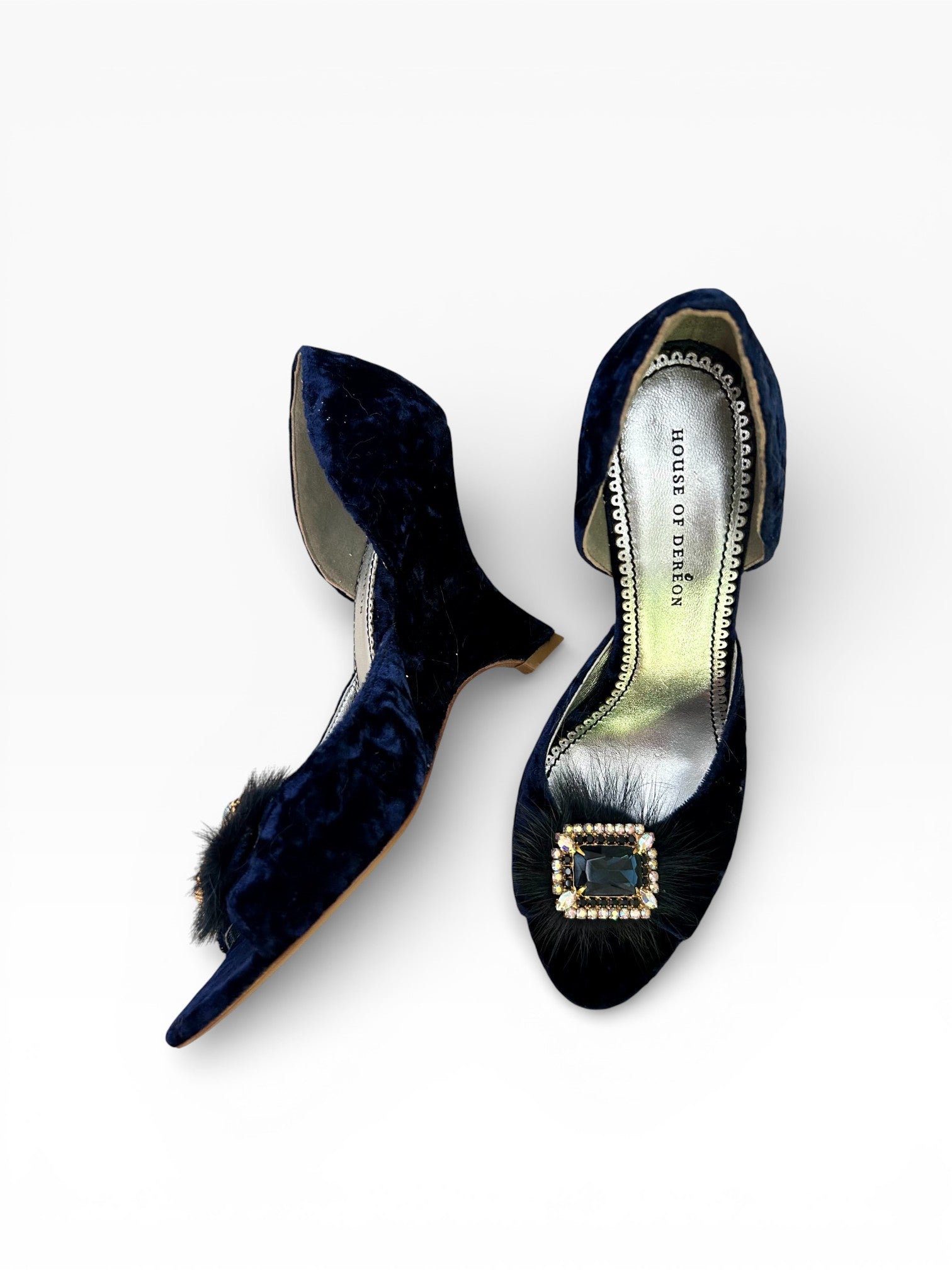 House of Deréon Navy Velvet Heels