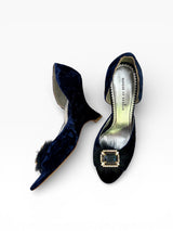 House of Deréon Navy Velvet Heels