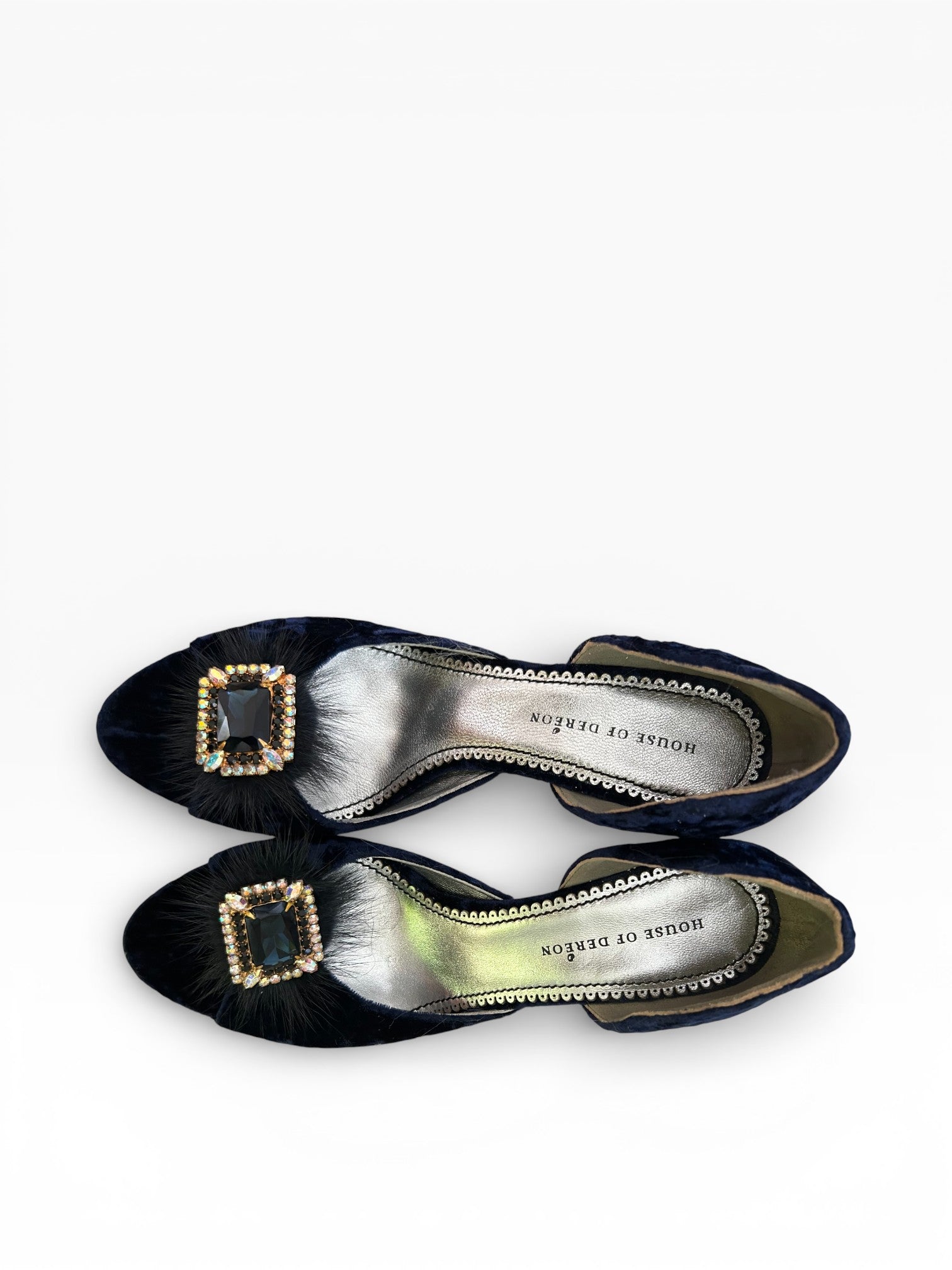 House of Deréon Navy Velvet Heels