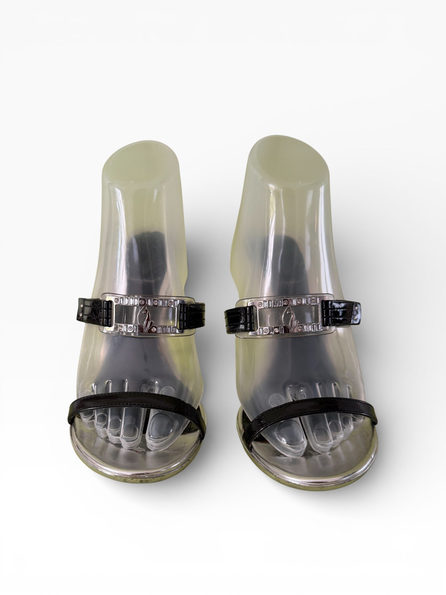 Baby Phat Silver Chrome Stiletto Sandals