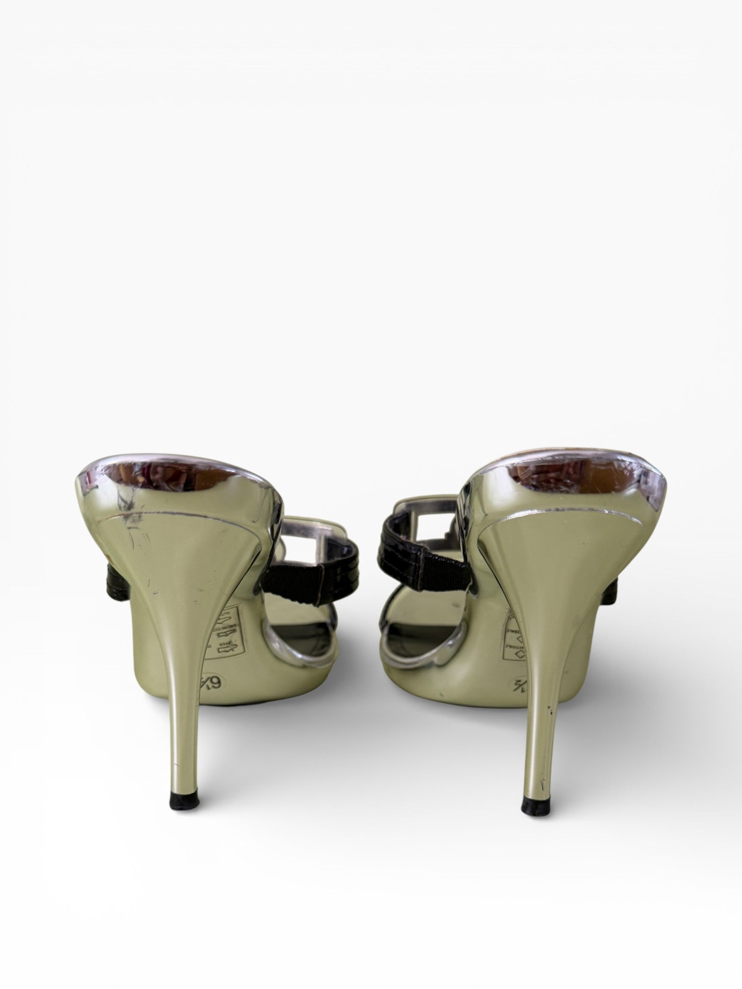 Baby Phat Silver Chrome Stiletto Sandals