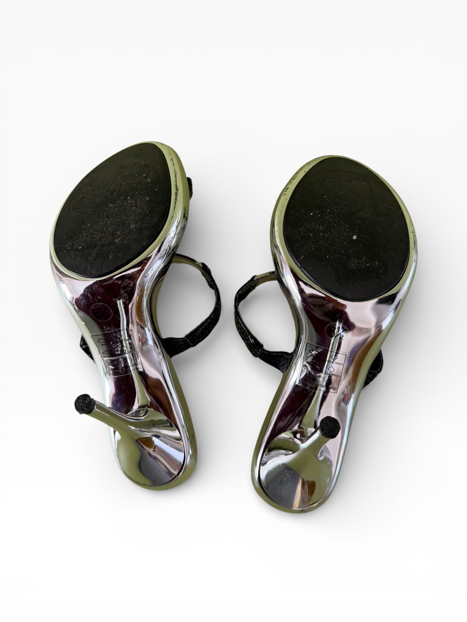 Baby Phat Silver Chrome Stiletto Sandals